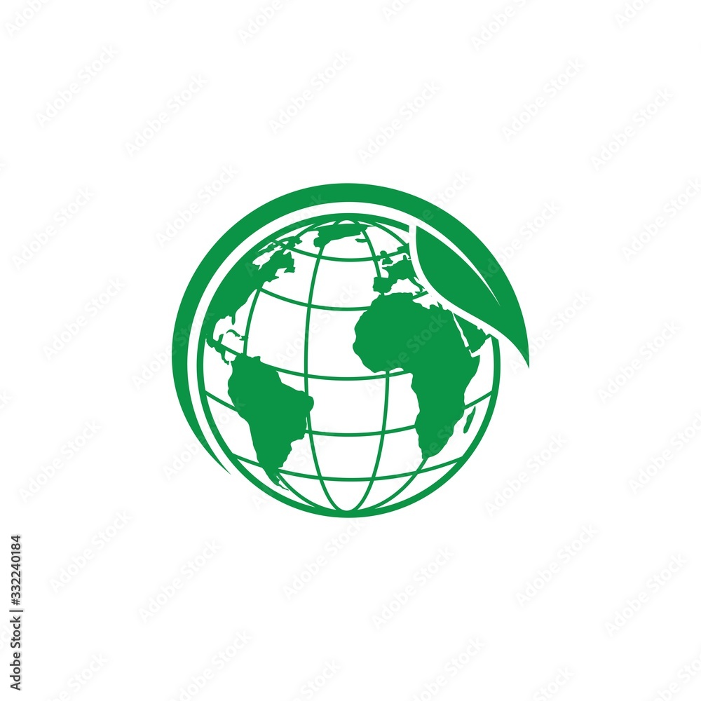 Green earth concept with leaves, World Environment Day, concept of saving the planet and ecology friendly concept Vector illustration
