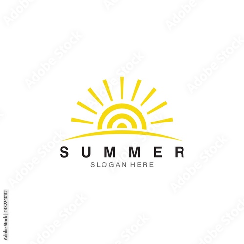 sun logo and symbol vector icon illustration design template