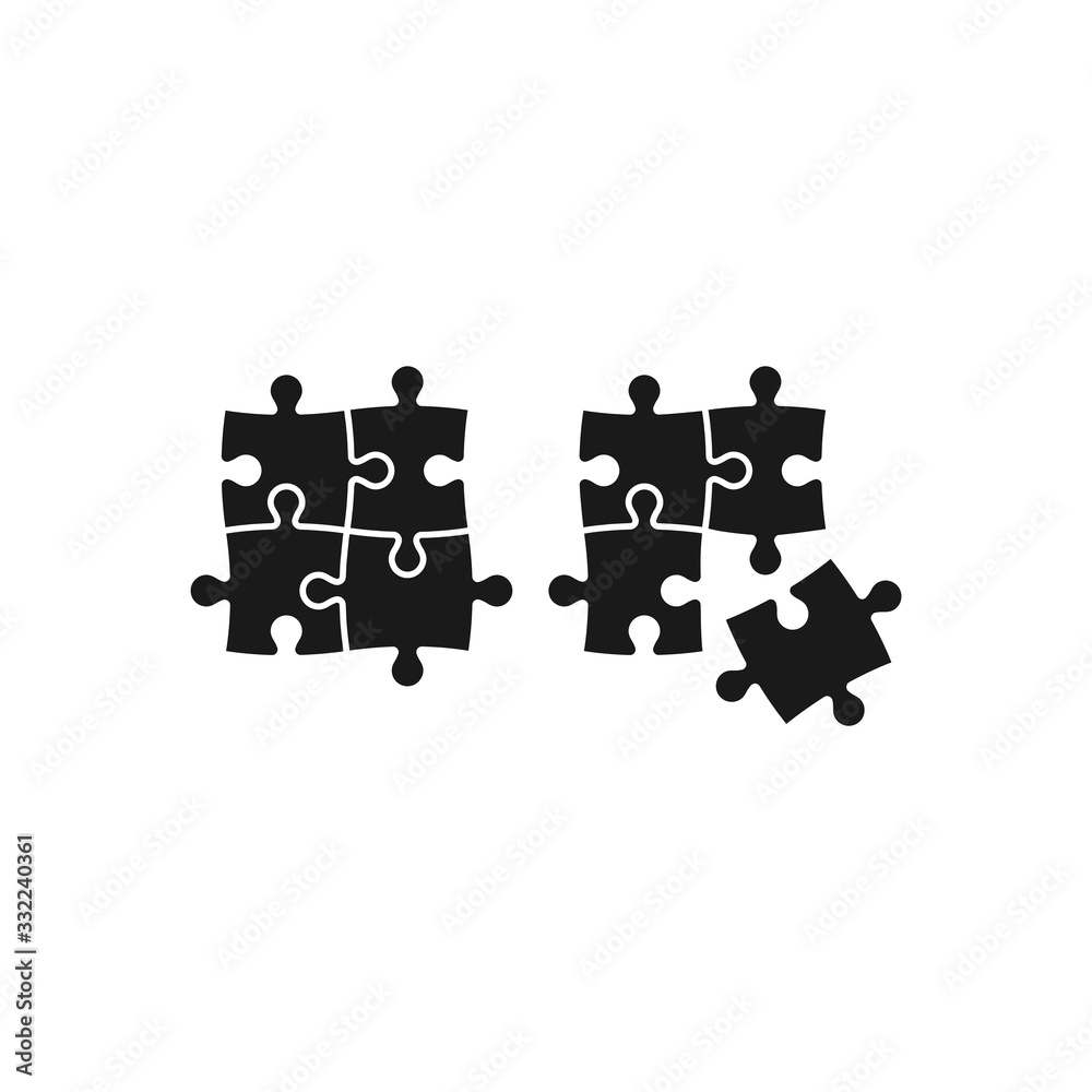 Puzzle, jigsaw tiling four puzzle pieces simple black glyph vector icon in green. Puzzle, jigsaw tiling four puzzle pieces simple black glyph vector icon in green.
