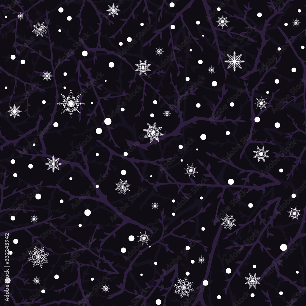 Vector seamless background with stars and snowflakes