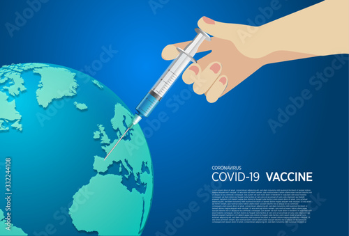 coronavirus COVID-19  vaccine earth concept vector