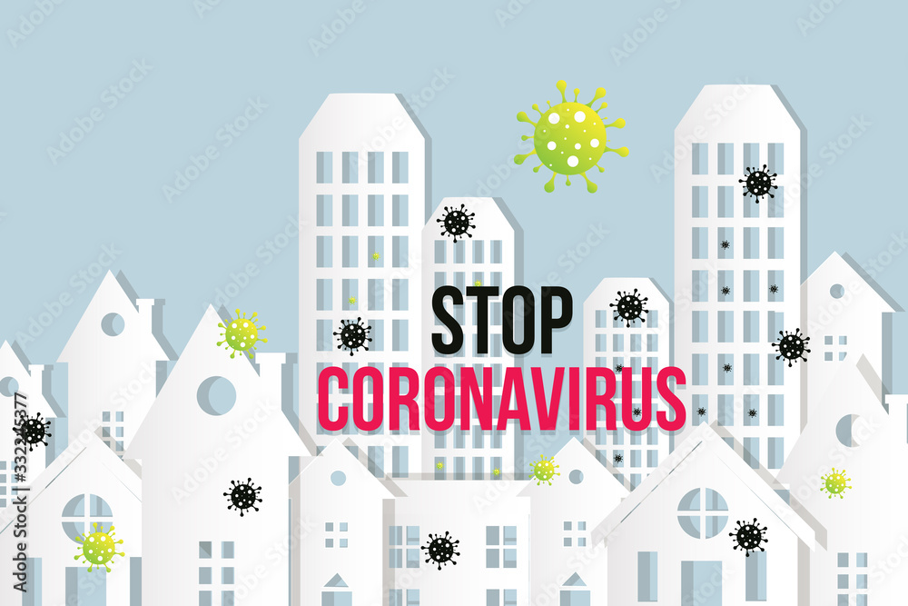 wuhan coronavirus quarantine 2019-nCoV Spreading the modern city background horizontal vector illustration