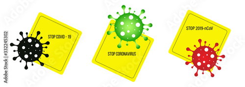 Pandemic stop Novel Coronavirus outbreak covid-19 2019-nCoV symptoms in Wuhan China with mouth cap mask Vector mouthcap icon sign photo