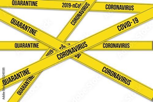 epidemic MERS-CoV quarantine caution on yellow warning tape coronavirus infection wuhan 2019-nCoV pandemic health risk concept horizontal vector illustration