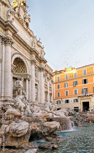 Trevi Fountain and tourists in Rome in Italy