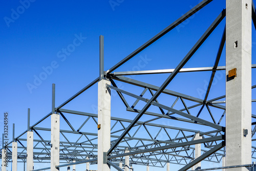 The steel frame of a building under construction