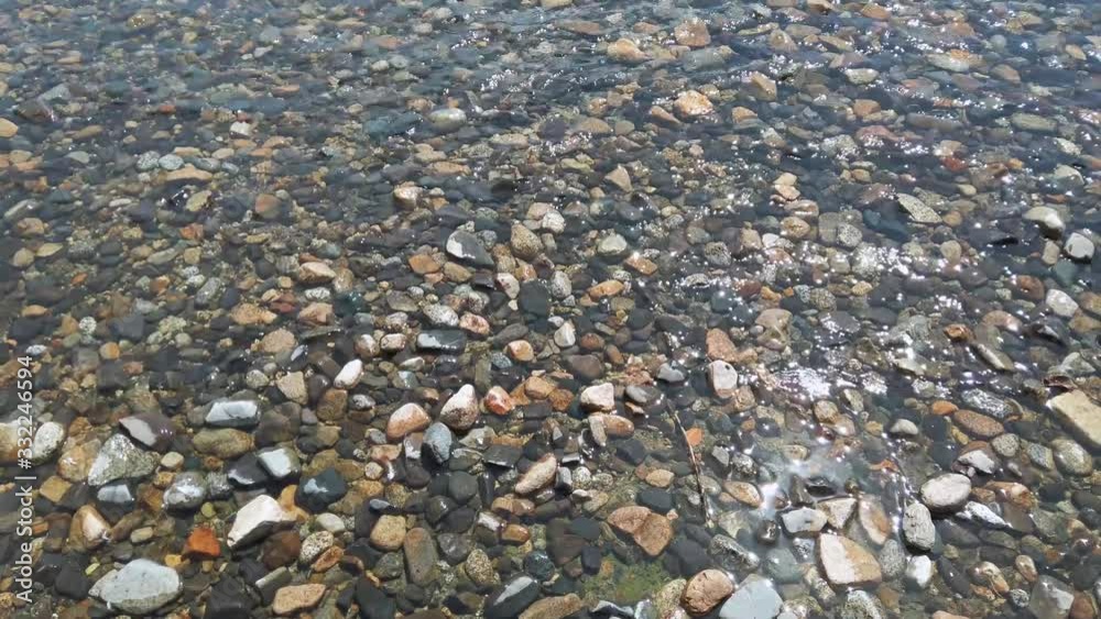 Crystal clear waters of a lake on stony shore in Patagonia Argentina Crystal clear waters of a lake on stony shore in Patagonia Argentina