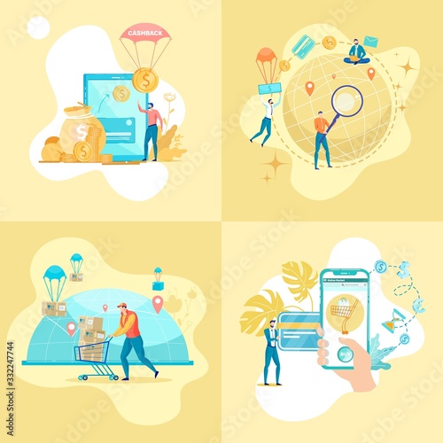 Internet Services and Online Stores Network Set.