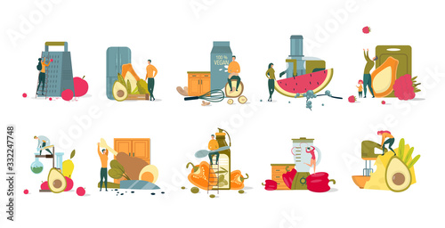 Character Element, Eat Healthy Food Life Position.