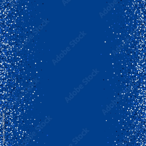 Blue Star Xmas Vector Backdrop. Bright Glitter Border. Shiny Sparkle Banner. Blue Graphic Abstract Design.