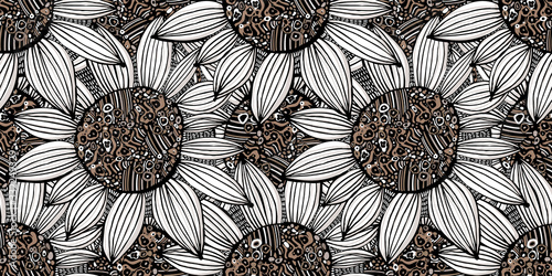 Nature seamless pattern background fantasy Sunflower plant.