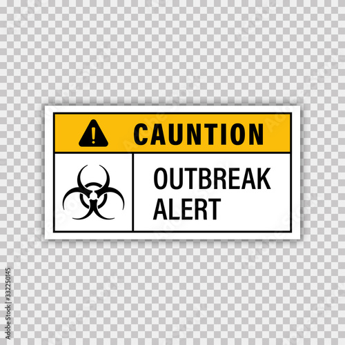 Cauntion biohazard vector realistic board or sign. Biologycal threat alert. Vector attention symbol. photo