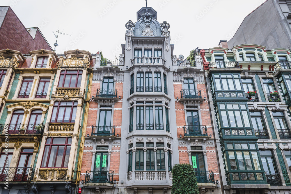 Renovated tenements on Carbayon Square in Oviedo city, Spain