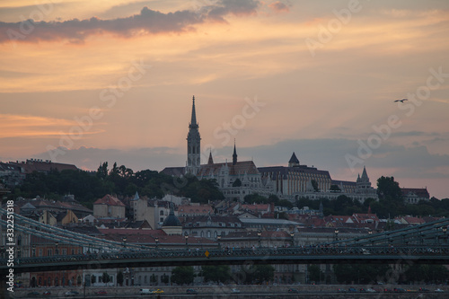 Sunset in Budapest of the old part of the city © graphicfootage