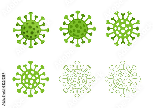 Corona Virus Covid 19 Icon Symbols Set Green Vector