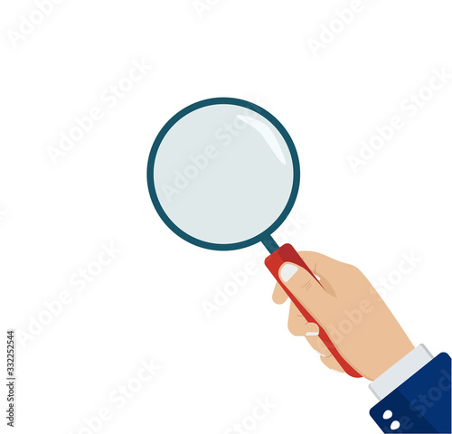 hands are holding a magnifying glass. The concept of search, discovery and analysis. vector illustration in a flat design on a white background. Icon Vector EPS10