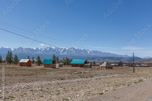 Village at the foot of Belukha Mountain. Altai Russia.