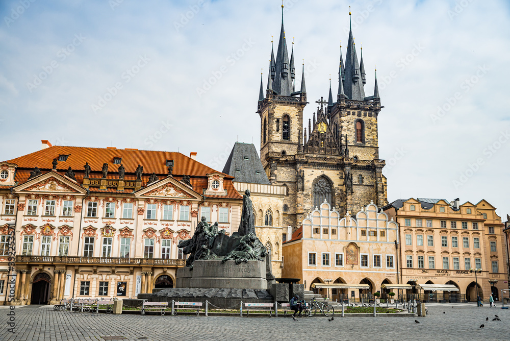 Fototapeta premium Prague, Czech republic - March 19, 2020. Old Town Square without tourists during coronavirus crisis