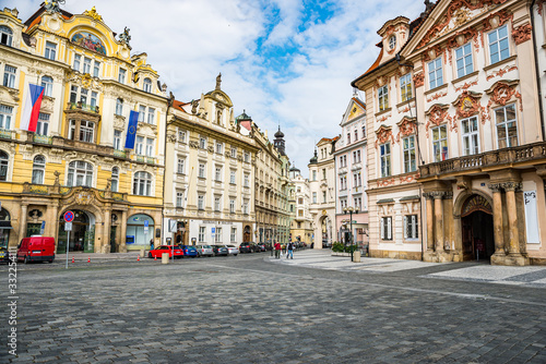 Prague, Czech republic - March 19, 2020. Old Town Square without tourists during coronavirus crisis
