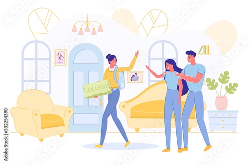 Teenager Girl Going to College Leaves Parents Home