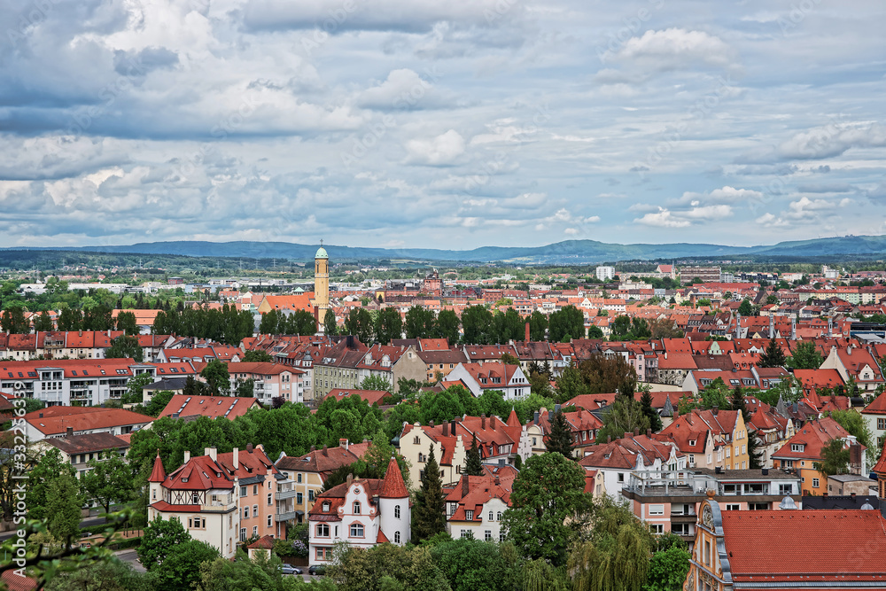 Panoramic view of Bamberg city center Upper Franconia Germany