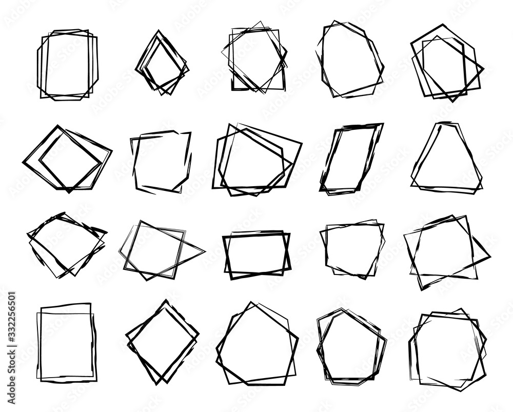 Big set of isolated vector black grunge scratch and wavy ink brush ...