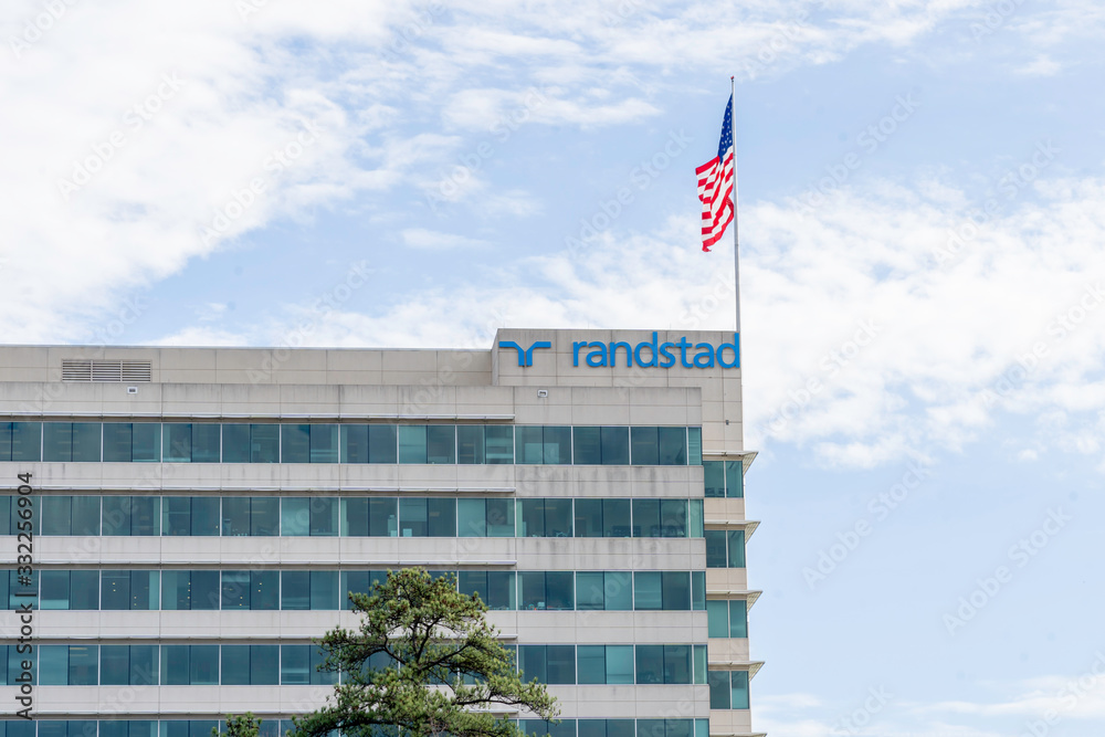 Atlanta, Georgia, USA - January 16, 2020: Randstad sign at top of their