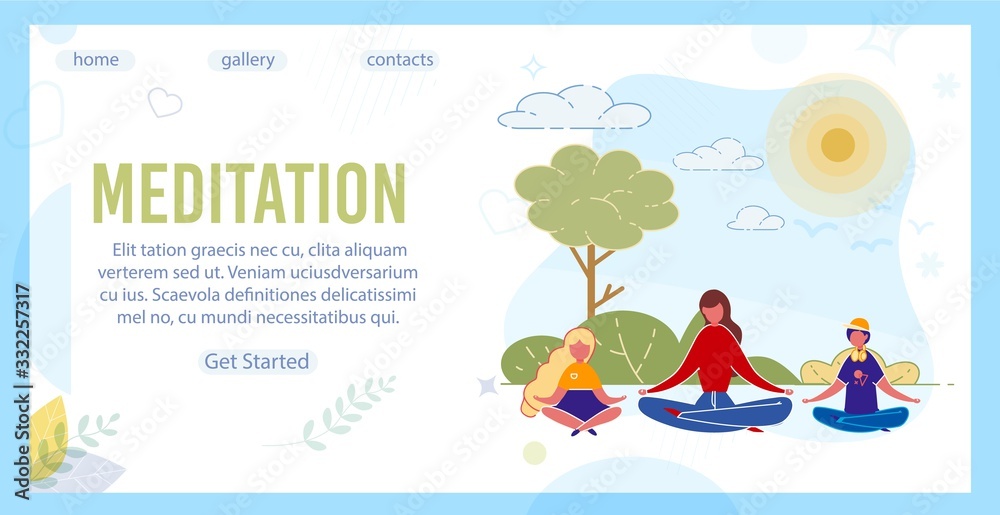 Yoga Instructor and Children Meditating in Park. Yoga Instructor and Children Meditating in Park.