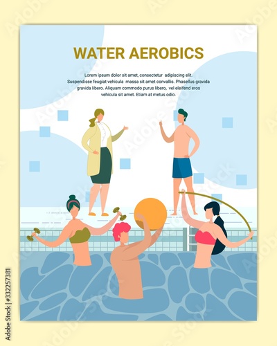 Water Aerobics Class in Swimming Pool Poster.