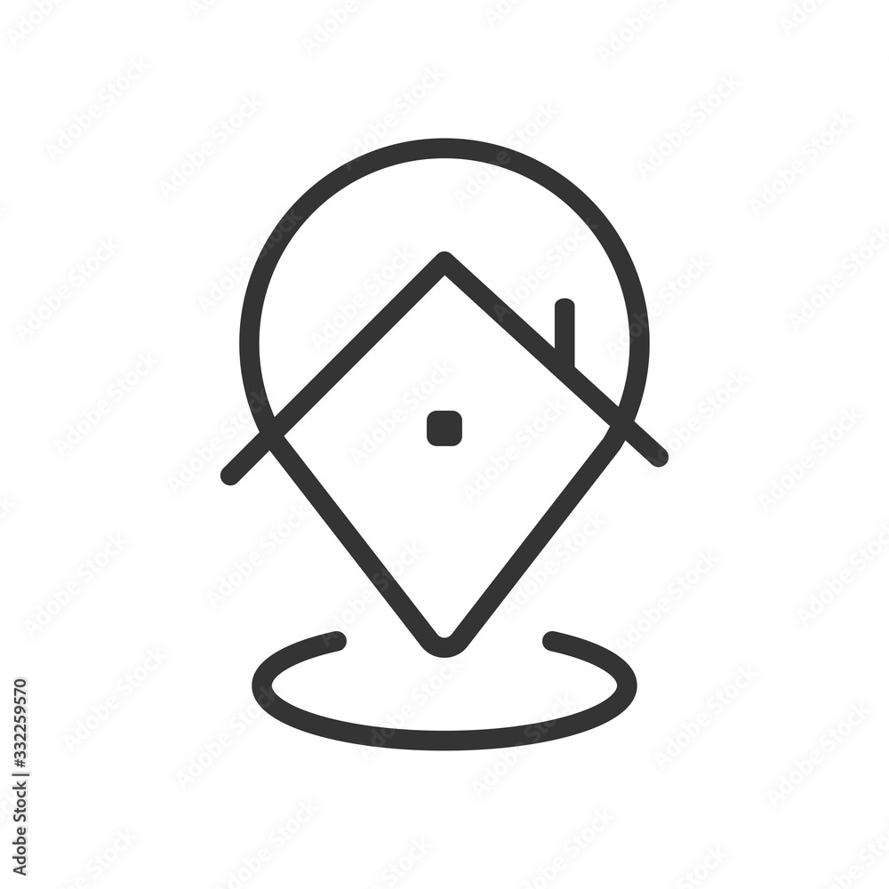 Stay home location icon. House and position pointer symbol. Stayhome campaign. Stay home location icon. House and position pointer symbol. Stayhome campaign.