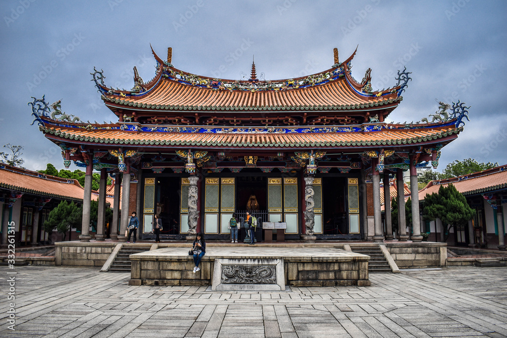 Characteristic distinctive buddhist temple in Taipei, Taiwan