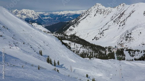 Planneralm skiing resort in winter,  Austrian Alps photo