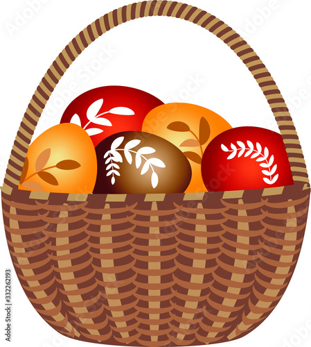 Easter basket with decorated eggs