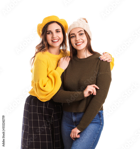 Young women in warm sweater...
