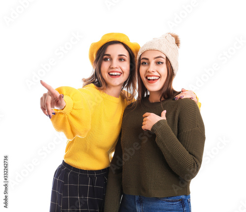 Young women in warm sweater...