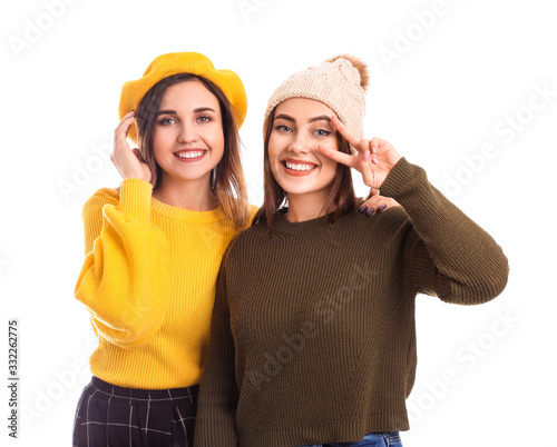 Young women in warm sweater...