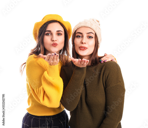 Young women in warm sweater...