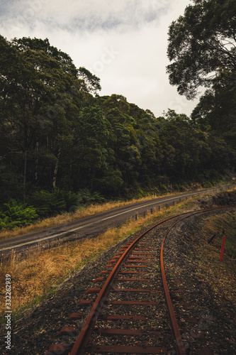 railroad and main road next to each other tasmania australia