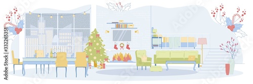 Christmas Eve in Spacious Loft Style Living Room