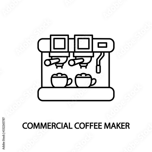 Coffee maker line flat icon. Coffee machine for restaurants. Editable strokes.