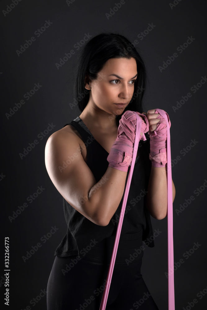 sexy girl training in the gym engaged in boxing sexy girl training in the gym engaged in boxing