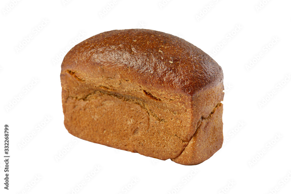 a loaf of rye bread isolated on a white background