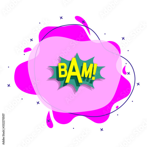 Comic speech bubble with expression text bam liquid bacdge icon. Simple color vector of people around the world icons for ui and ux, website or mobile application
