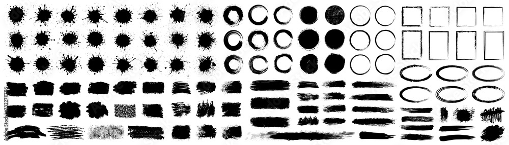 Set different splash, collection brush strokes – for stock