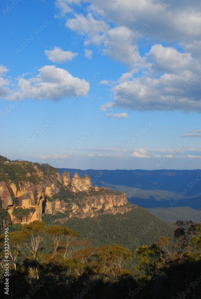 The Three Sisters are an unusual rock formation in the Blue Mountains of New South Wales, Australia, on the north escarpment of the Jamison Valley. 