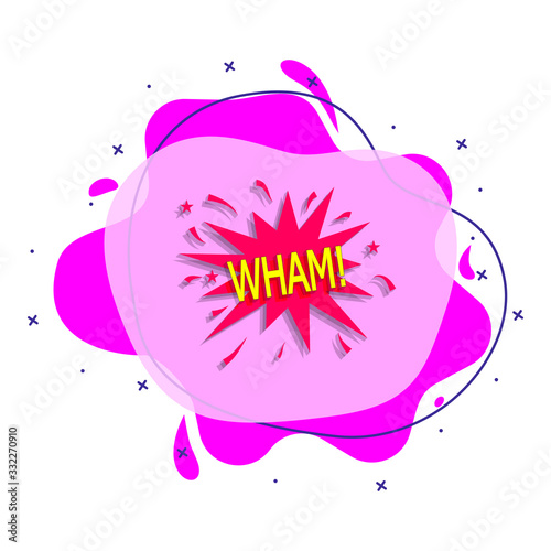 Comic speech bubble with expression text wham liquid bacdge icon. Simple color vector of people around the world icons for ui and ux, website or mobile application