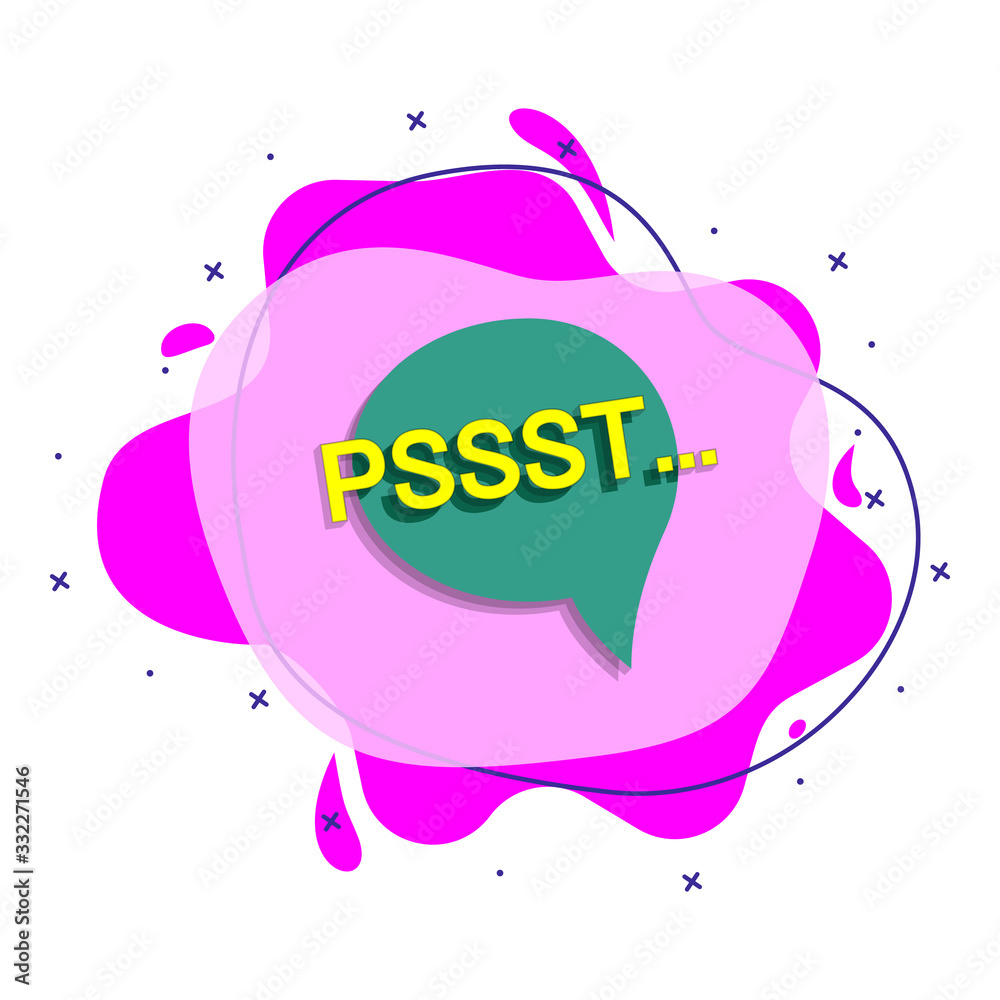 Comic speech bubble with expression text pssst ... Liquid bacdge icon. Simple color vector of people around the world icons for ui and ux, website or mobile application