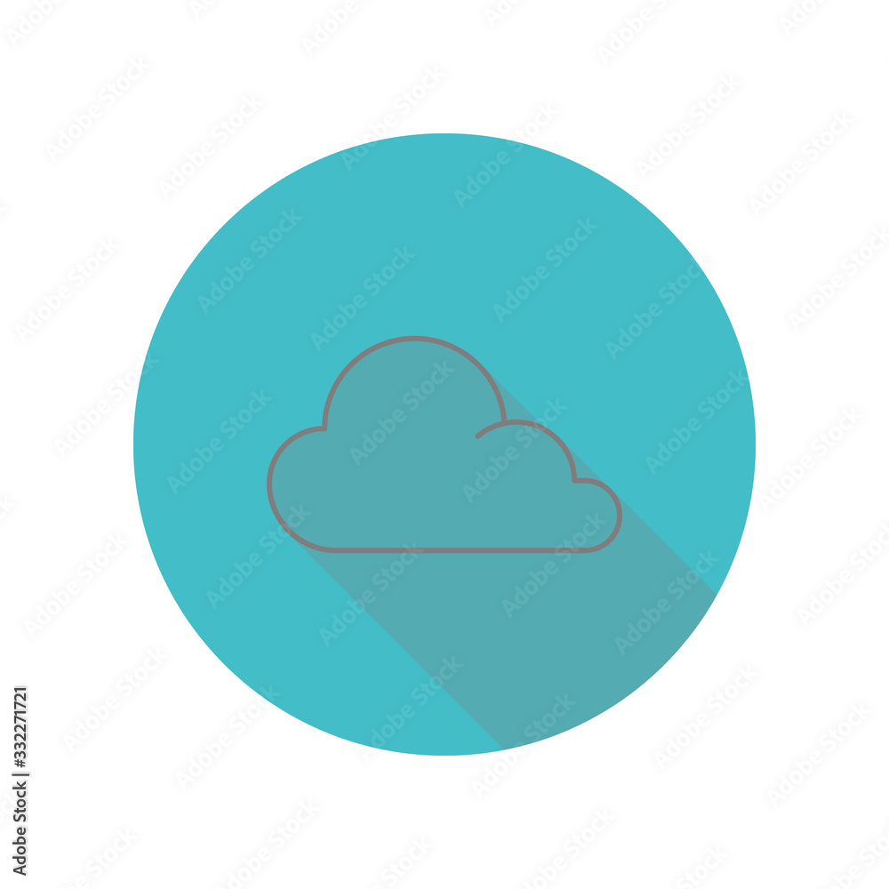 Cloud line long shadow icon. Simple glyph, flat vector of web icons for ui and ux, website or mobile application Cloud line long shadow icon. Simple glyph, flat vector of web icons for ui and ux, website or mobile application