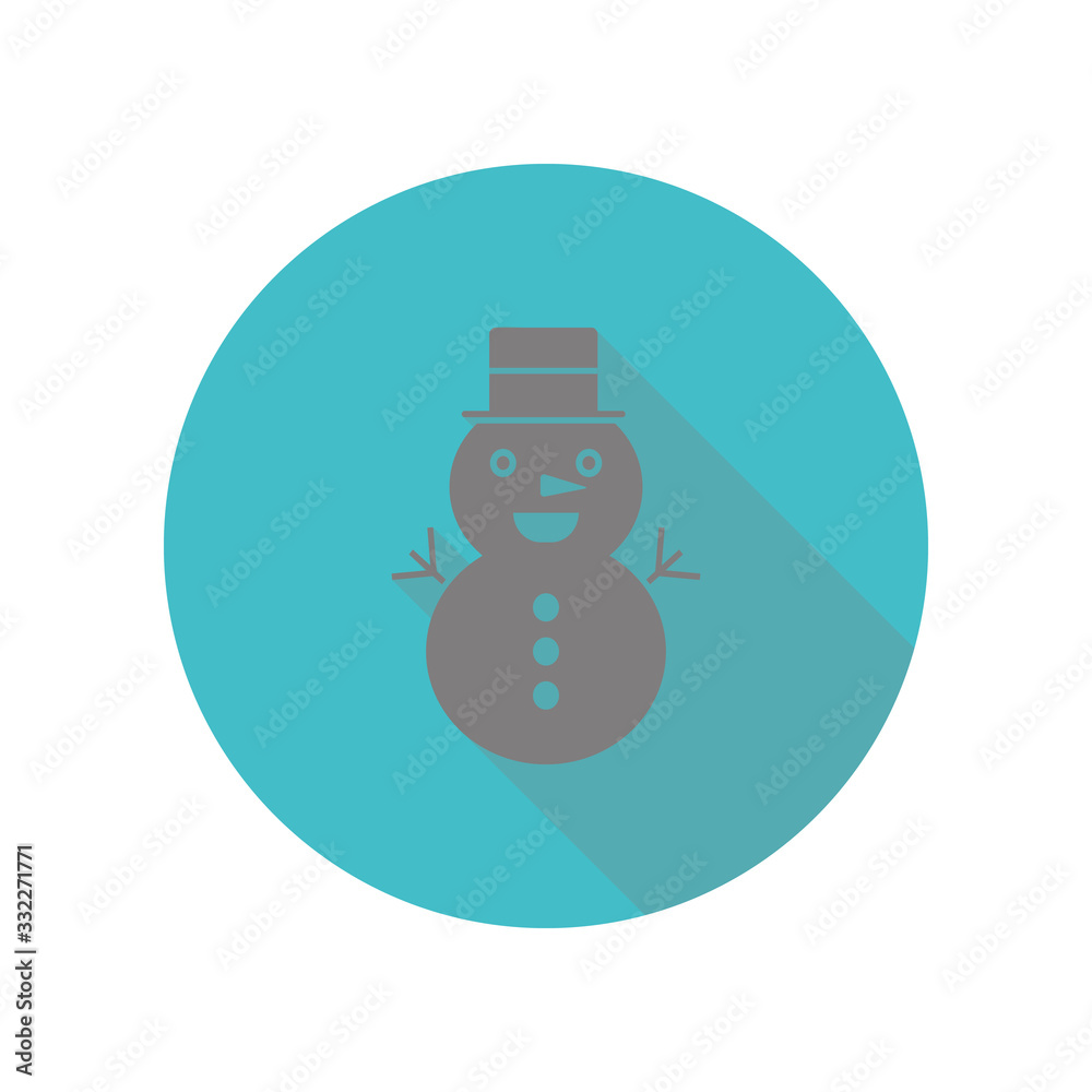 Snowman long shadow icon. Simple glyph, flat vector of web icons for ui and ux, website or mobile application Snowman long shadow icon. Simple glyph, flat vector of web icons for ui and ux, website or mobile application