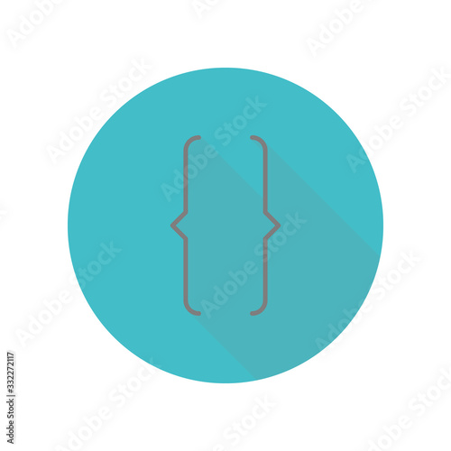 Bracket long shadow icon. Simple glyph, flat vector of web icons for ui and ux, website or mobile application
